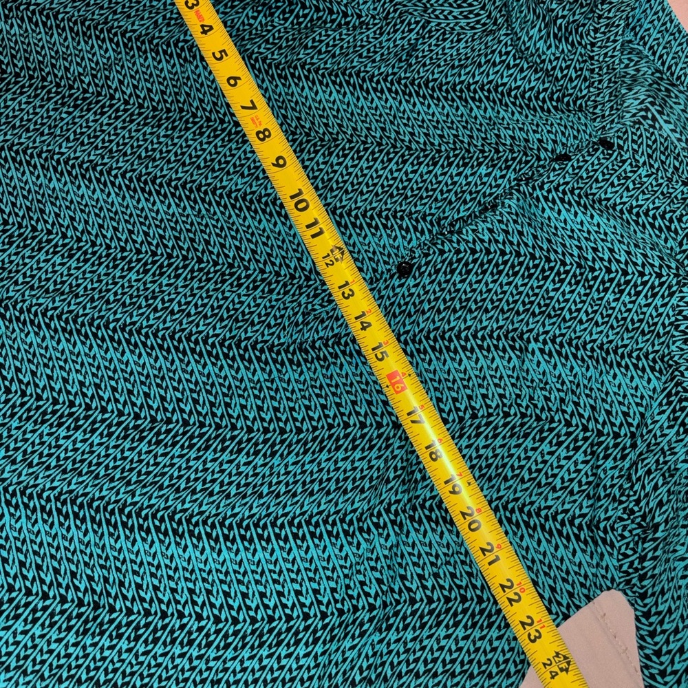 Manaola Mandarin Collar Teal Patterned Dress - Picture 4 of 4